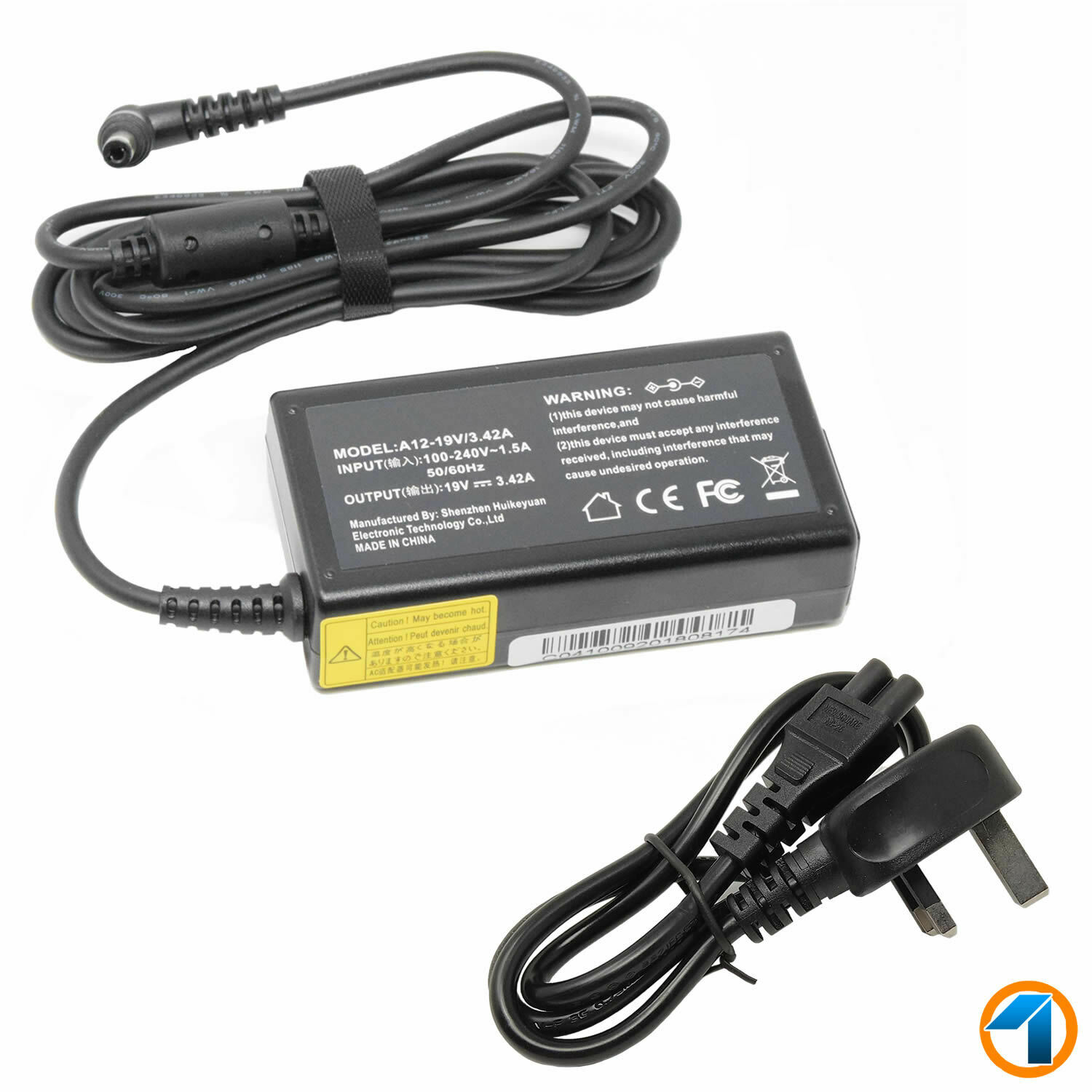 New 19V 3.42A CHARGER ADAPTER FOR ADVENT MONZA T100 T200 G74 + 3 PIN UK POWER CABL